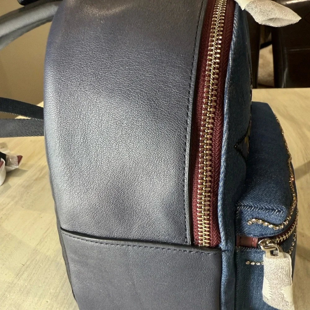 Coach Mini Charlie Denim Star Patchwork Backpack